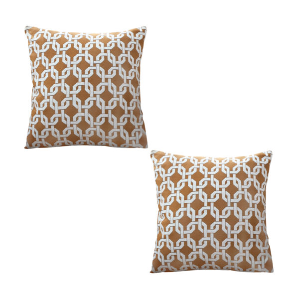 SOGA 2X 50cm Brown Checkered Chain Jacquard Square Pillow Decorative Cushion for Home Decor, , , , , ,  - AU DEPOT 1