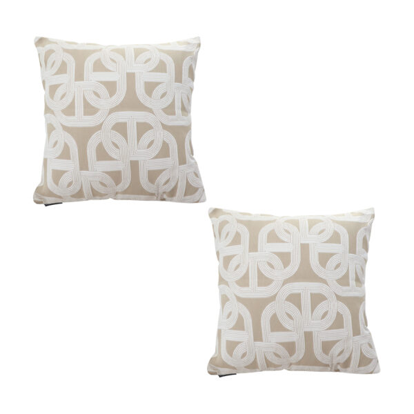 SOGA 2X 50cm Throw Pillow Beige Interlocking Geometric Pattern Modern Accent for Home D?cor, , , , , ,  - AU DEPOT 1