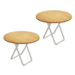 SOGA 2X 80cm Wood Color Round Table with White Legs Modern Design for Home Decor, , , , , ,  - AU DEPOT 1