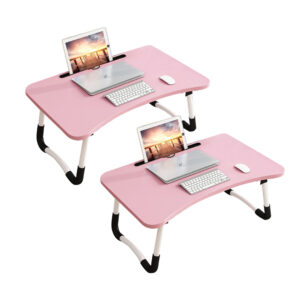 SOGA 2X Pink Portable Bed Table Adjustable Foldable Bed Sofa Study Table Laptop Mini Desk with Notebook Stand Card Slot Holder Home Decor, Desks & Computer Tables, , , , ,  - AU DEPOT 1