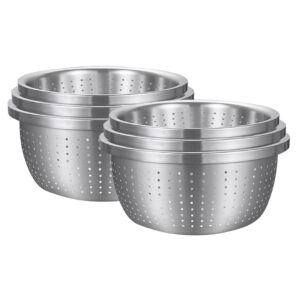 SOGA 2X Stainless Steel Nesting Basin Colander Perforated Kitchen Sink Washing Bowl Metal Basket Strainer Set of 3, , , , , ,  - AU DEPOT 1