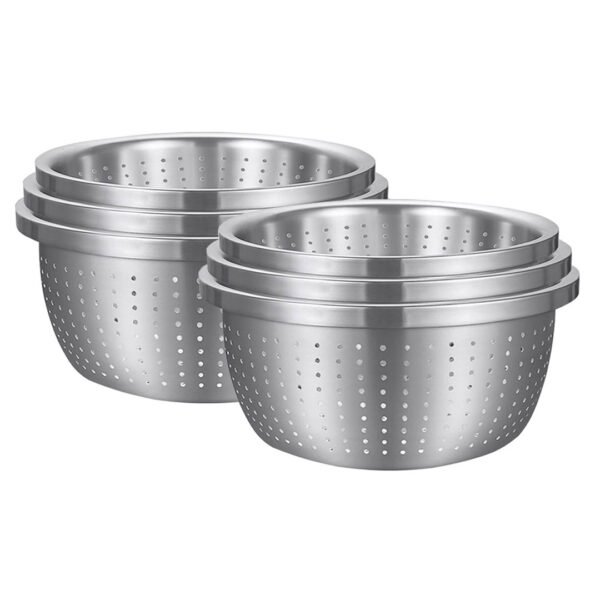 SOGA 2X Stainless Steel Nesting Basin Colander Perforated Kitchen Sink Washing Bowl Metal Basket Strainer Set of 3, Home & Living, Kitchen & Dining, Bakeware, Mixing Bowls, ,  - AU DEPOT 1