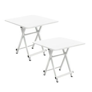 SOGA 2X White Dining Table Portable Square Surface Space Saving Folding Desk with Lacquered Legs Home Decor, , , , , ,  - AU DEPOT 1