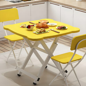 Buy SOGA 2X Yellow Minimalist Cat Ear Folding Table Indoor Outdoor Portable Stall Desk Home Decor Online - Furniture - 2 - AU Depot Free Shipping