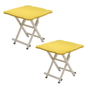 SOGA 2X Yellow Minimalist Cat Ear Folding Table Indoor Outdoor Portable Stall Desk Home Decor, , , , , ,  - AU DEPOT 1