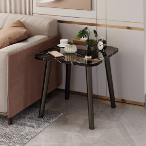 Buy SOGA 40cm Black Ceramic Table Stone Pattern Compact Modern Design with Black Metal Legs Online - Furniture - 2 - AU Depot Free Shipping