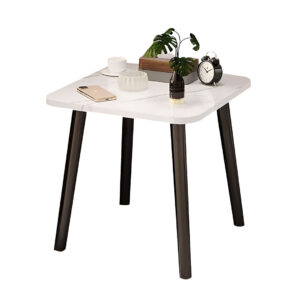 SOGA 40cm White Ceramic Table Stone Pattern Compact Modern Design with Black Metal Legs, , , , , ,  - AU DEPOT 1