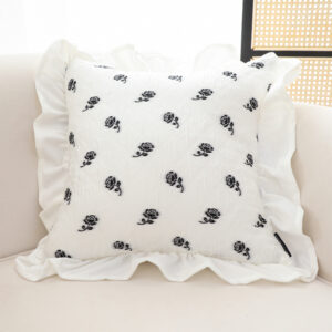 Buy SOGA 45CM Throw Pillow Black Ruffled Square Decorative Cushion for Rose Lovers Cozy Home Decor Online - Furniture - 2 - AU Depot Free Shipping