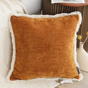 Buy SOGA 45cm Throw Pillow Sunset Orange Chenille Textured with Tassels Stylish Square Cozy Home Decor Online - Furniture - 2 - AU Depot Free Shipping