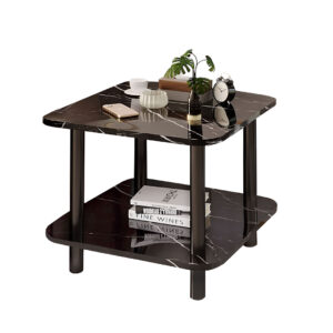 SOGA 60cm Black Ceramic Table Stone Pattern Modern Design with Black Metal Legs, , , , , ,  - AU DEPOT 1