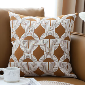 Buy SOGA 50cm Throw Pillow Brown Circular Chain Jacquard  Decorative Square for Home Decor Online - Furniture - 2 - AU Depot Free Shipping