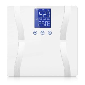 Glass LCD Digital Body Fat Scale Bathroom Electronic Gym Water Weighing Scales White, home & living > bathroom > bathroom accessories > bathroom scales, , , , ,  - AU DEPOT 1