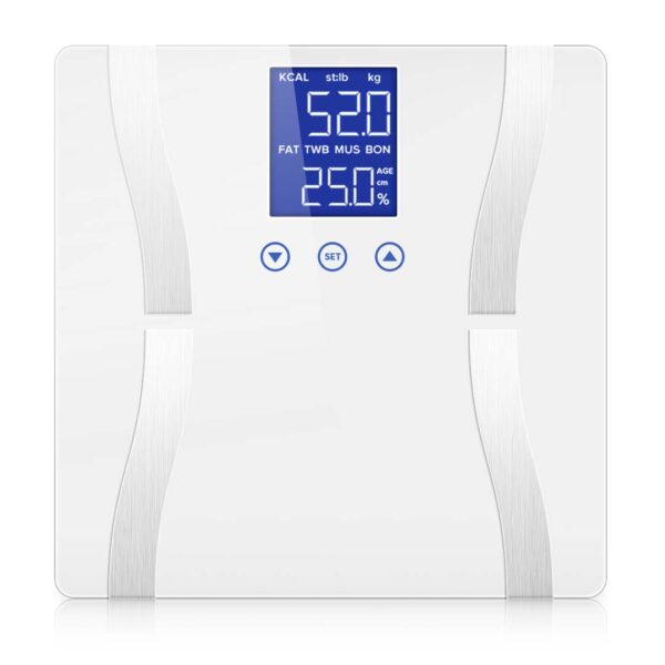 Glass LCD Digital Body Fat Scale Bathroom Electronic Gym Water Weighing Scales White, home & living > bathroom > bathroom accessories > bathroom scales, , , , ,  - AU DEPOT 1