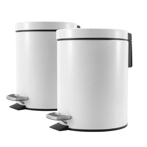 SOGA 2X 12L Foot Pedal Stainless Steel Rubbish Recycling Garbage Waste Trash Bin Round White, Home & Living, Kitchen & Dining, Kitchen Storage, Kitchen Bins, ,  - AU DEPOT 1