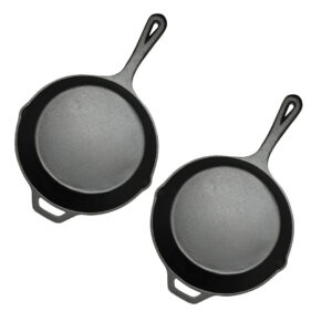 SOGA 2X 30cm Round Cast Iron Frying Pan Skillet Steak Sizzle Platter with Helper Handle, Home & Living, Kitchen & Dining, Cookware, Frying Pans, ,  - AU DEPOT 1
