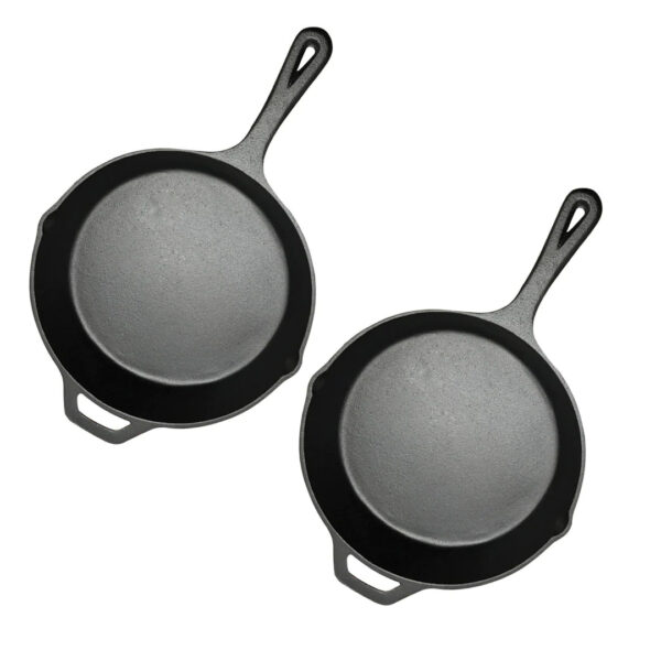 SOGA 2X 30cm Round Cast Iron Frying Pan Skillet Steak Sizzle Platter with Helper Handle, Home & Living, Kitchen & Dining, Cookware, Frying Pans, ,  - AU DEPOT 1
