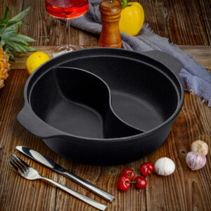 Buy SOGA 2X 32CM Round Cast Iron Shabu Shabu Hotpot Beef Chicken Stew Wok Two-Flavor Division Online - Home & Living - 2 - AU Depot Free Shipping