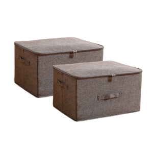 SOGA 2X Coffee Large Portable Double Zipper Storage Box Moisture Proof Clothes Basket Foldable Home Organiser, Furniture, Storage & Shelving, Home Storage, , ,  - AU DEPOT 1