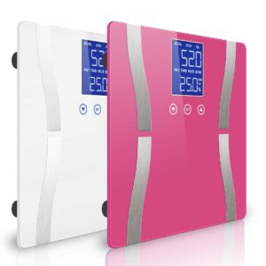 SOGA 2X Digital Body Fat Scale Bathroom Scales Weight Gym Glass Water LCD Pink/White, home & living > bathroom > bathroom accessories > bathroom scales, , , , ,  - AU DEPOT 1