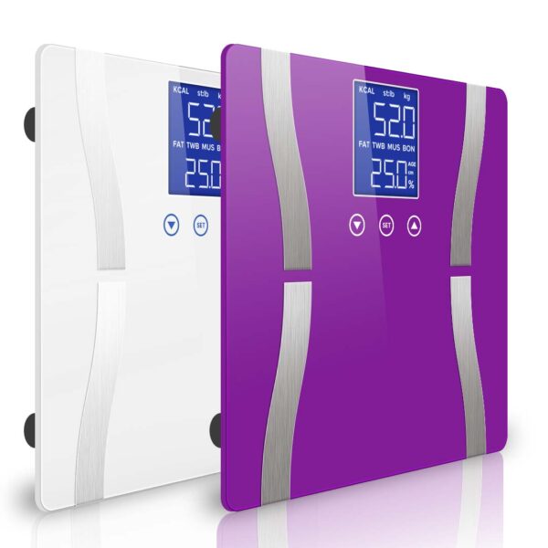 SOGA 2X Digital Body Fat Scale Bathroom Scales Weight Gym Glass Water LCD Purple/White, home & living > bathroom > bathroom accessories > bathroom scales, , , , ,  - AU DEPOT 1