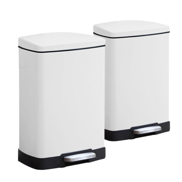 SOGA 2X Foot Pedal Stainless Steel Rubbish Recycling Garbage Waste Trash Bin Rectangular Shape 12L White, Home & Living, Kitchen & Dining, Kitchen Storage, Kitchen Bins, ,  - AU DEPOT 1