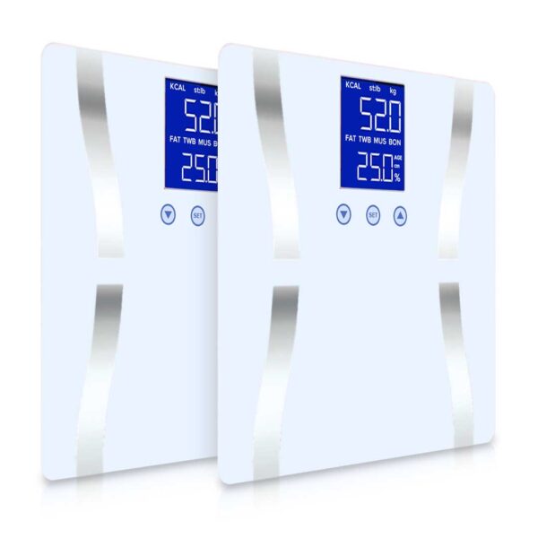 SOGA 2X Glass LCD Digital Body Fat Scale Bathroom Electronic Gym Water Weighing Scales White, home & living > bathroom > bathroom accessories > bathroom scales, , , , ,  - AU DEPOT 1