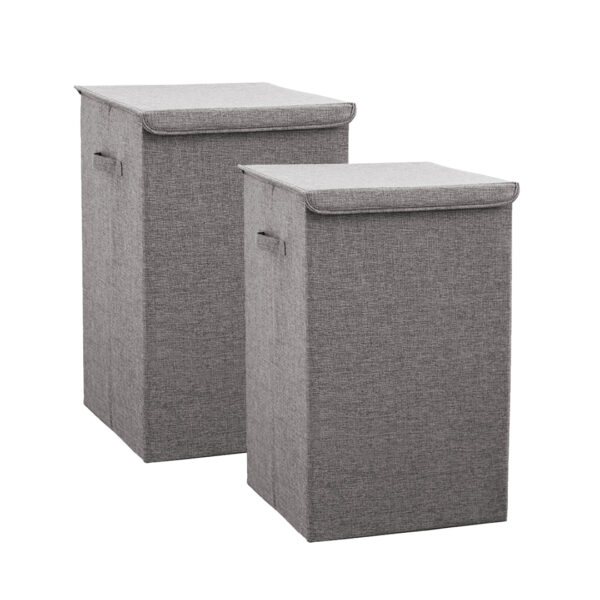 SOGA 2X Grey Large Collapsible Laundry Hamper Storage Box Foldable Canvas Basket Home Organiser Decor, Furniture, Storage & Shelving, Home Storage, , ,  - AU DEPOT 1