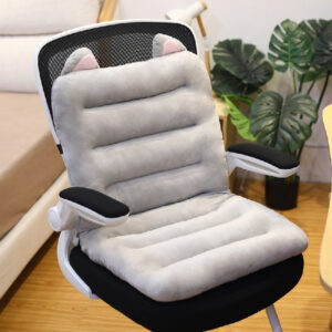 Buy SOGA 2X Grey One Piece Siamese Cushion Office Sedentary Butt Mat Back Waist Chair Support Home Decor With Cat Ears Online - Furniture - 2 - AU Depot Free Shipping