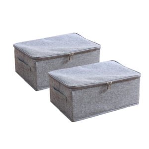 SOGA 2X Grey Small Portable Double Zipper Storage Box Moisture Proof Clothes Basket Foldable Home Organiser, Furniture, Storage & Shelving, Home Storage, , ,  - AU DEPOT 1