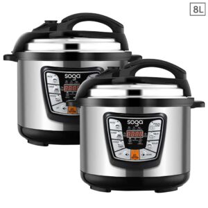 SOGA 2X Stainless Steel Electric Pressure Cooker 8L Nonstick 1600W, electronics & appliances > appliances > small kitchen appliances > benchtop cooking > slow cookers & pressure cookers, , , , ,  - AU DEPOT 1