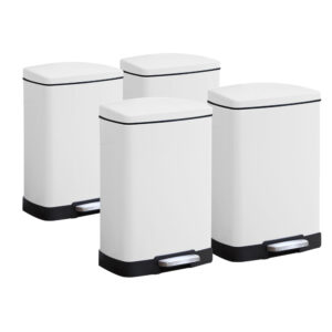 SOGA 4X Foot Pedal Stainless Steel Rubbish Recycling Garbage Waste Trash Bin Rectangular Shape 12L White, Home & Living, Kitchen & Dining, Kitchen Storage, Kitchen Bins, ,  - AU DEPOT 1