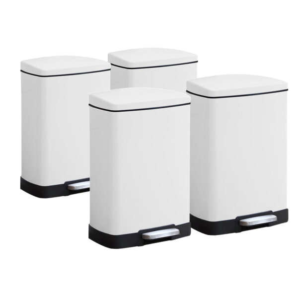 SOGA 4X Foot Pedal Stainless Steel Rubbish Recycling Garbage Waste Trash Bin Rectangular Shape 12L White, Home & Living, Kitchen & Dining, Kitchen Storage, Kitchen Bins, ,  - AU DEPOT 1