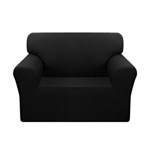 SOGA 1-Seater Black Sofa Cover Couch Protector High Stretch Lounge Slipcover Home Decor, Home & Living, Home Decor, Sofa Covers, , ,  - AU DEPOT 1
