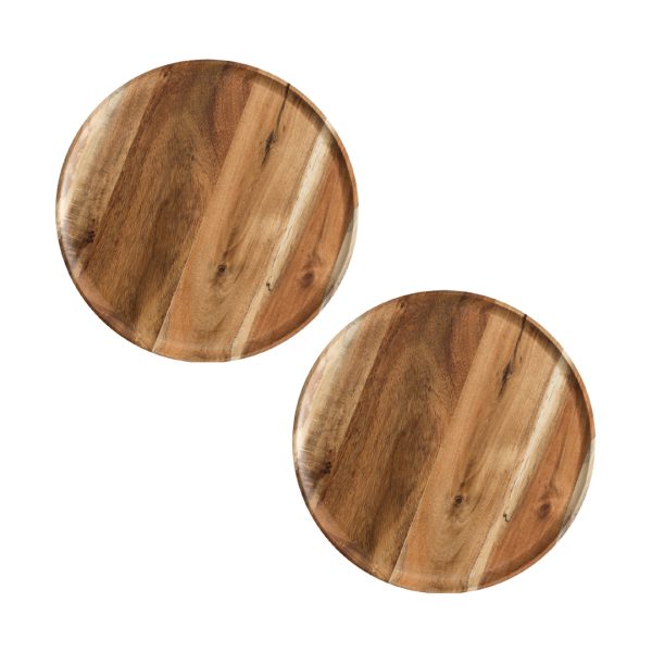 SOGA 2X 25cm Brown Round Wooden Centerpiece Serving Tray Board Home Decor, Kitchenware, Table Top, Servingware, Servingware Platter, ,  - AU DEPOT 1