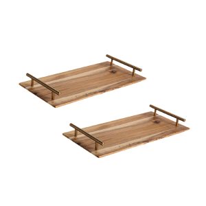 SOGA 2X 30cm Brown Rectangle Wooden Acacia Food Serving Tray Charcuterie Board Centerpiece  Home Decor, Kitchenware, Table Top, Servingware, Servingware Platter, ,  - AU DEPOT 1