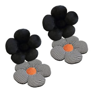 SOGA 2X Black Flower Cushion Shaped for Floor and Sitting Throw Pillow, Furniture, Living Room Furniture, Occasional Chairs, , ,  - AU DEPOT 1