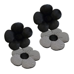 SOGA 2X Black Flower Cushion Shaped for Floor and Sitting Throw Pillow, Furniture, Living Room Furniture, Occasional Chairs, , ,  - AU DEPOT 1