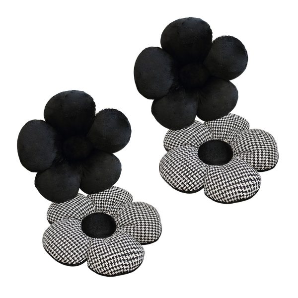 SOGA 2X Black Flower Cushion Shaped for Floor and Sitting Throw Pillow, Furniture, Living Room Furniture, Occasional Chairs, , ,  - AU DEPOT 1