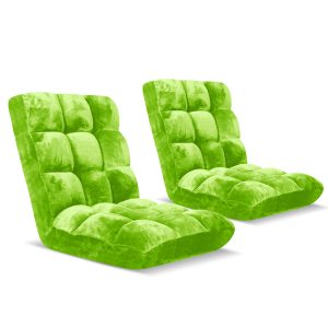 SOGA 2X Floor Recliner Folding Lounge Sofa Futon Couch Folding Chair Cushion Green, Furniture, Living Room Furniture, Occasional Chairs, , ,  - AU DEPOT 1