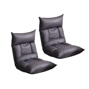 SOGA 2X Grey Lounge Recliner Lazy Sofa Bed Tatami Cushion Collapsible Backrest Seat Home Office Decor, Furniture, Living Room Furniture, Occasional Chairs, , ,  - AU DEPOT 1