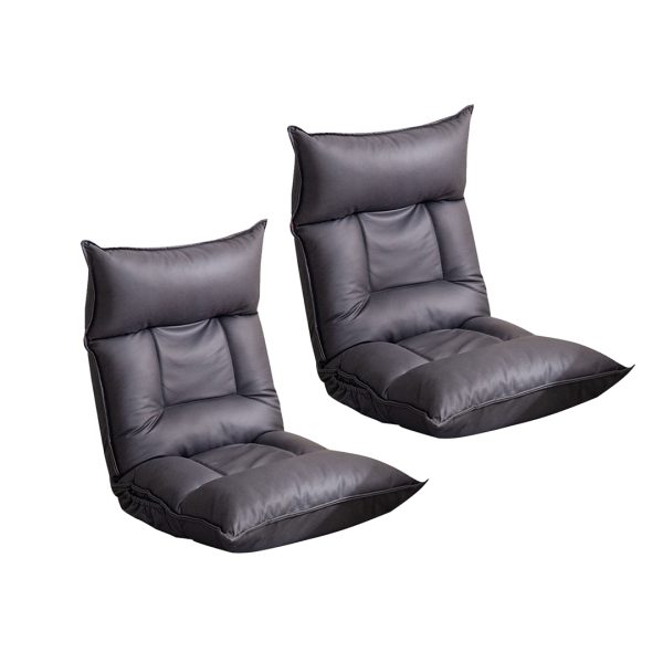 SOGA 2X Grey Lounge Recliner Lazy Sofa Bed Tatami Cushion Collapsible Backrest Seat Home Office Decor, Furniture, Living Room Furniture, Occasional Chairs, , ,  - AU DEPOT 1