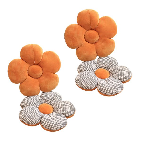 SOGA 2X Orange Flower Cushion Shaped for Floor and Sitting Throw Pillow, Furniture, Living Room Furniture, Occasional Chairs, , ,  - AU DEPOT 1
