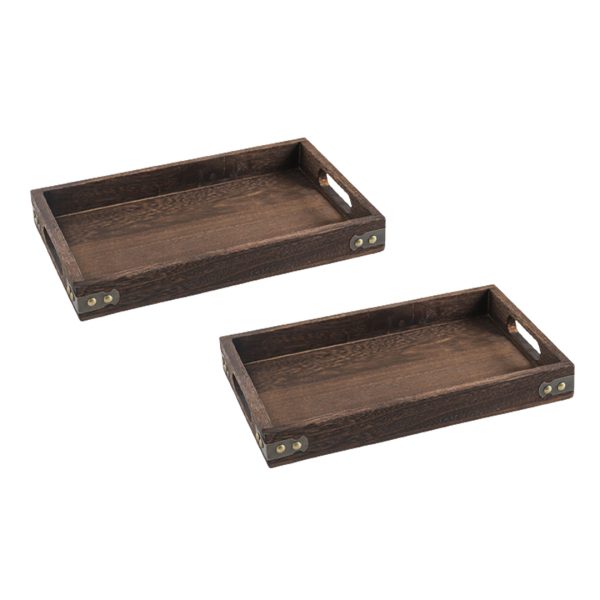 SOGA 2X Small Walnut Rectangle Wooden Tray Breakfast Dinner Serving Board Tea Set Holder Kitchen Home Decor, Kitchenware, Table Top, Servingware, Servingware Platter, ,  - AU DEPOT 1