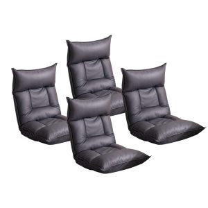 SOGA 4X Grey Lounge Recliner Lazy Sofa Bed Tatami Cushion Collapsible Backrest Seat Home Office Decor, Furniture, Living Room Furniture, Occasional Chairs, , ,  - AU DEPOT 1