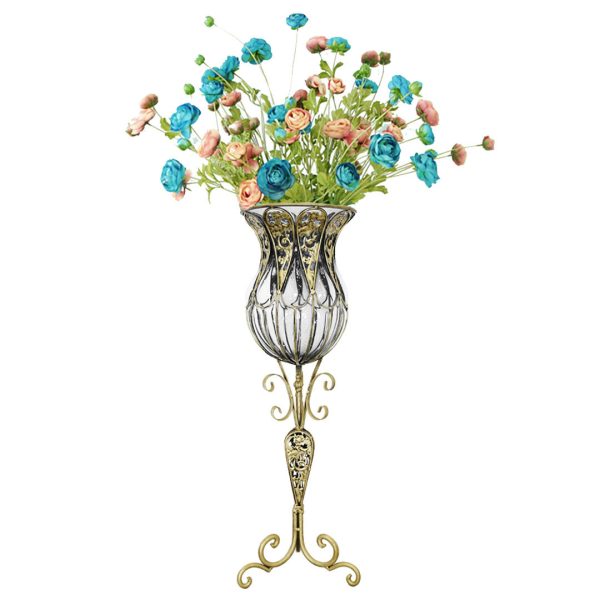 SOGA 85cm Clear Glass Tall Floor Vase with 12pcs Artificial Fake Flower Set, Home & Living, Home Decor, Vases, , ,  - AU DEPOT 1