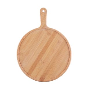 SOGA 9 inch Blonde Round Premium Wooden Serving Tray Board Paddle with Handle Home Decor, Kitchenware, Table Top, Servingware, Servingware Platter, ,  - AU DEPOT 1