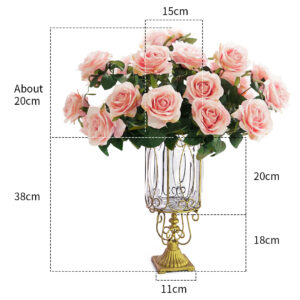 Buy SOGA Clear Glass Cylinder Flower Vase with 4 Bunch 9 Heads Artificial Fake Silk Rose Home Decor Set Online - Home & Living - 2 - AU Depot Free Shipping