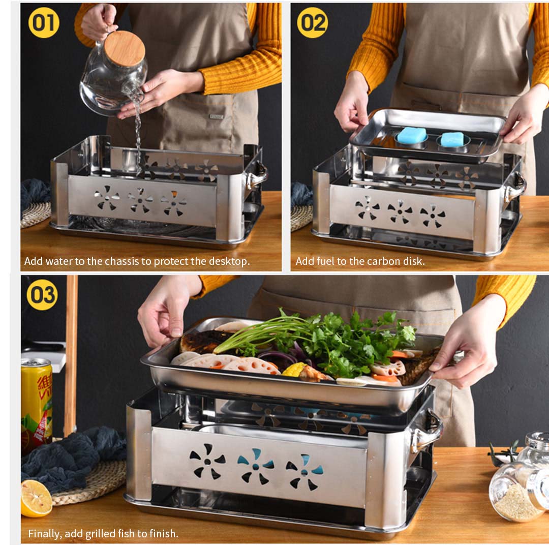 4X 36CM Portable Stainless Steel Outdoor Chafing Dish BBQ Fish Stove Grill Plate - ChafingDishFish36cmX4 - Furniture - 9 - AU DEPOT SOGA Buy 4X 36CM Portable Stainless Steel Outdoor Chafing Dish BBQ Fish Stove Grill Plate Online - Furniture - 9 - AU Depot Free Shipping