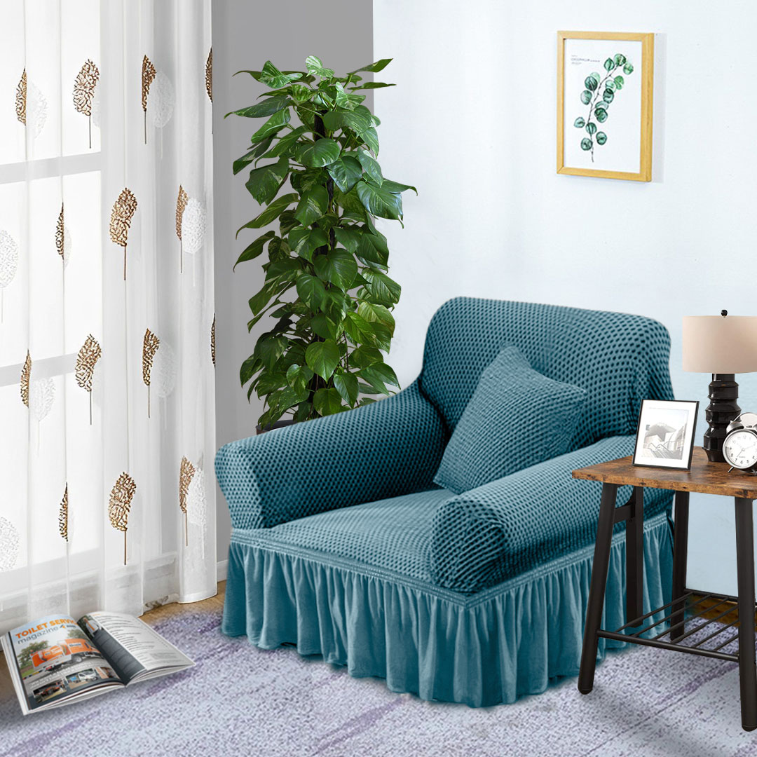 SOGA 1-Seater Blue Sofa Cover with Ruffled Skirt Couch Protector High Stretch Lounge Slipcover Home Decor - SofaCov14 - Home & Living - 3 - AU DEPOT SOGA Buy SOGA 1-Seater Blue Sofa Cover with Ruffled Skirt Couch Protector High Stretch Lounge Slipcover Home Decor Online - Home & Living - 3 - AU Depot Free Shipping