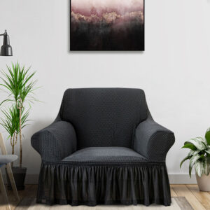 Buy SOGA 1-Seater Dark Grey Sofa Cover with Ruffled Skirt Couch Protector High Stretch Lounge Slipcover Home Decor Online - Home & Living - 2 - AU Depot Free Shipping